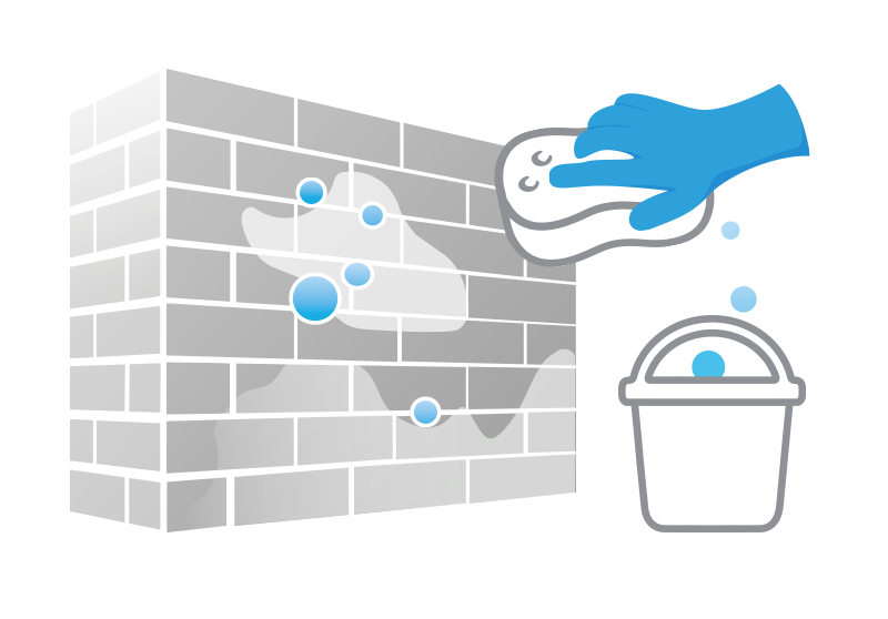 Arbeitsschritt 1: Schimmel abwaschen Arbeitsschritt 1: Schimmel abwaschen